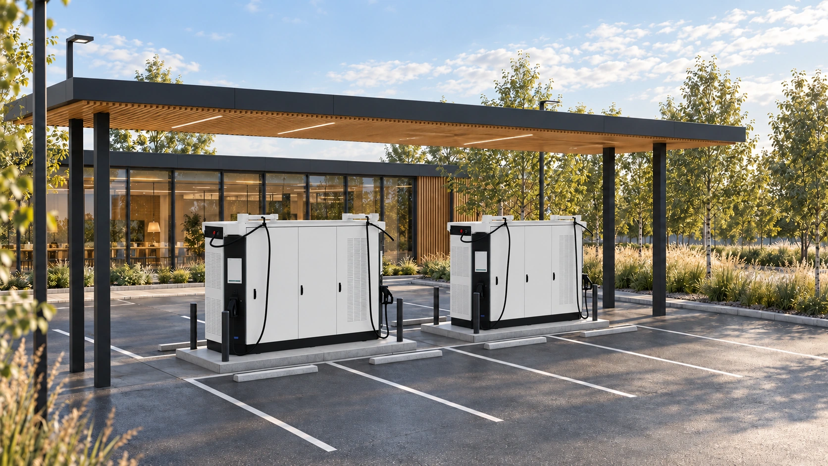 Arkitektvisualisering med B-HPC ved parkeringspladser